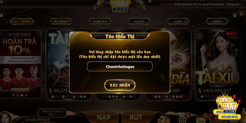 Đặt tên hiển thị Hitclub